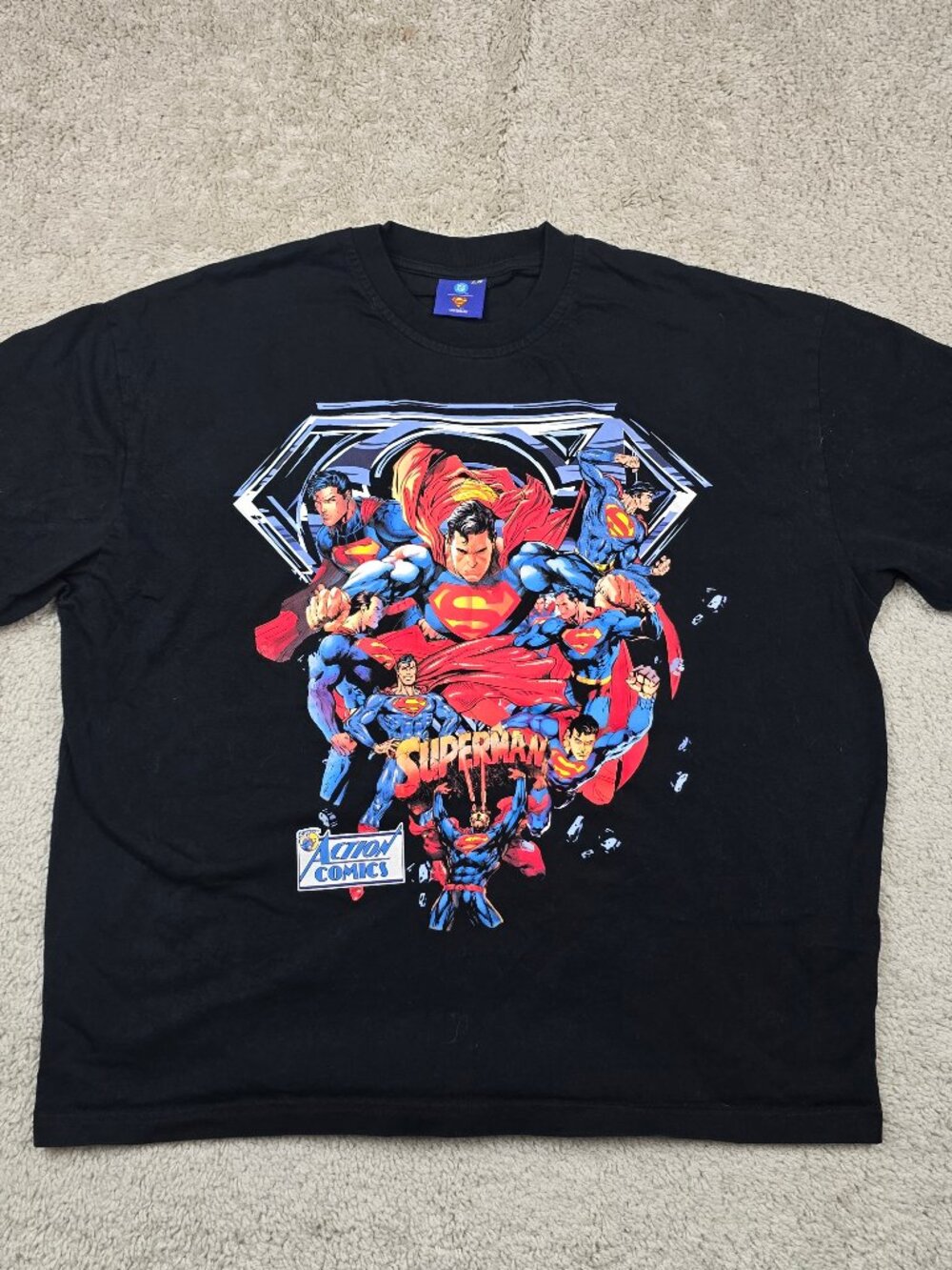 Shoe Palace X Superman Black Graphic Print Men's Crew Neck Knit T-Shirt Size L